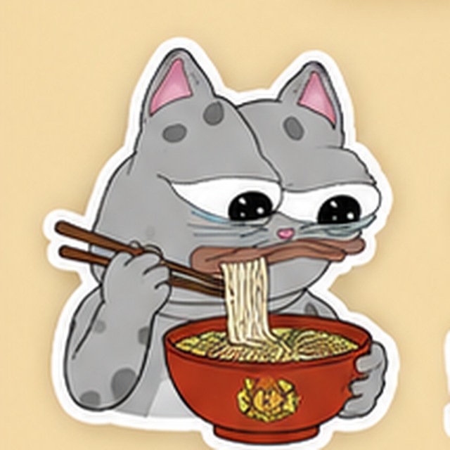 MopeCat eating noodles